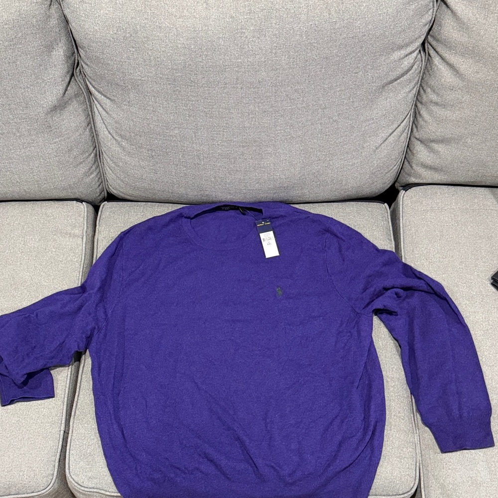 Polo Ralph Lauren Men's Vibrant Purple Wool Crewneck Sweater